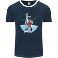 Space Rock Funny Astronaut Guitar Guitarist Mens Ringer T-Shirt FotL Navy Blue/White