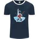 Space Rock Funny Astronaut Guitar Guitarist Mens Ringer T-Shirt FotL Navy Blue/White