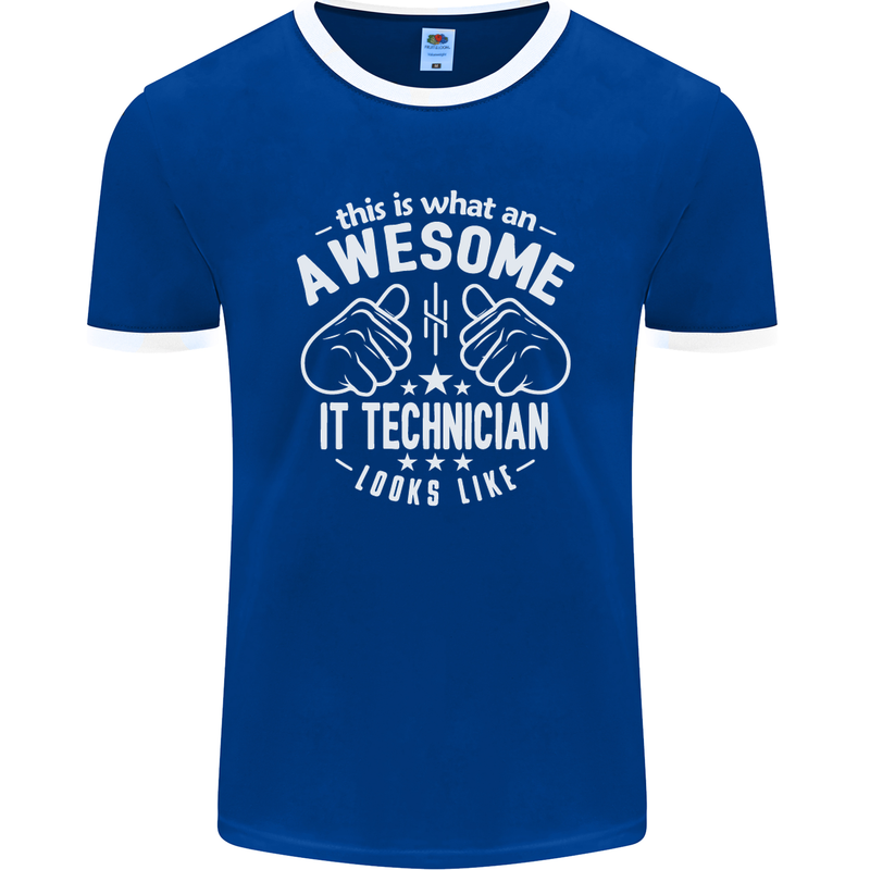 An Awesome IT Technician Looks Like Mens Ringer T-Shirt FotL Royal Blue/White