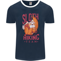 Sloth Hiking Team Trekking Rambling Funny Mens Ringer T-Shirt FotL Navy Blue/White