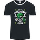 St Patricks Day Let the Shenanigans Begin Mens Ringer T-Shirt FotL Black/White