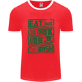 Eat Drink & Be Irish Funny St Patricks Day Mens Ringer T-Shirt FotL Red/White