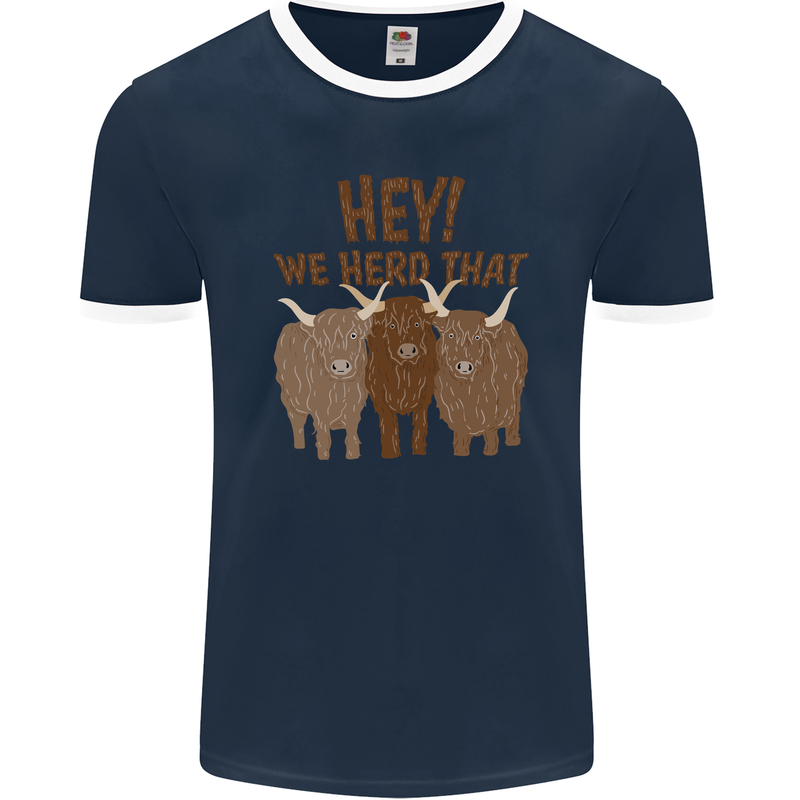 We Herd That Funny Cow Mens Ringer T-Shirt FotL Navy Blue/White