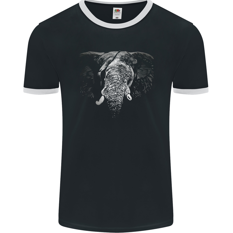 An Elephant With an Eyepatch Mens Ringer T-Shirt FotL Black/White