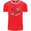 Crane Heart Anti Valentines Day Single Funny Mens Ringer T-Shirt FotL Red/White