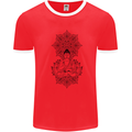 Buddha Mandala Art Mens Ringer T-Shirt Red/White