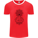 Buddha Mandala Art Mens Ringer T-Shirt Red/White