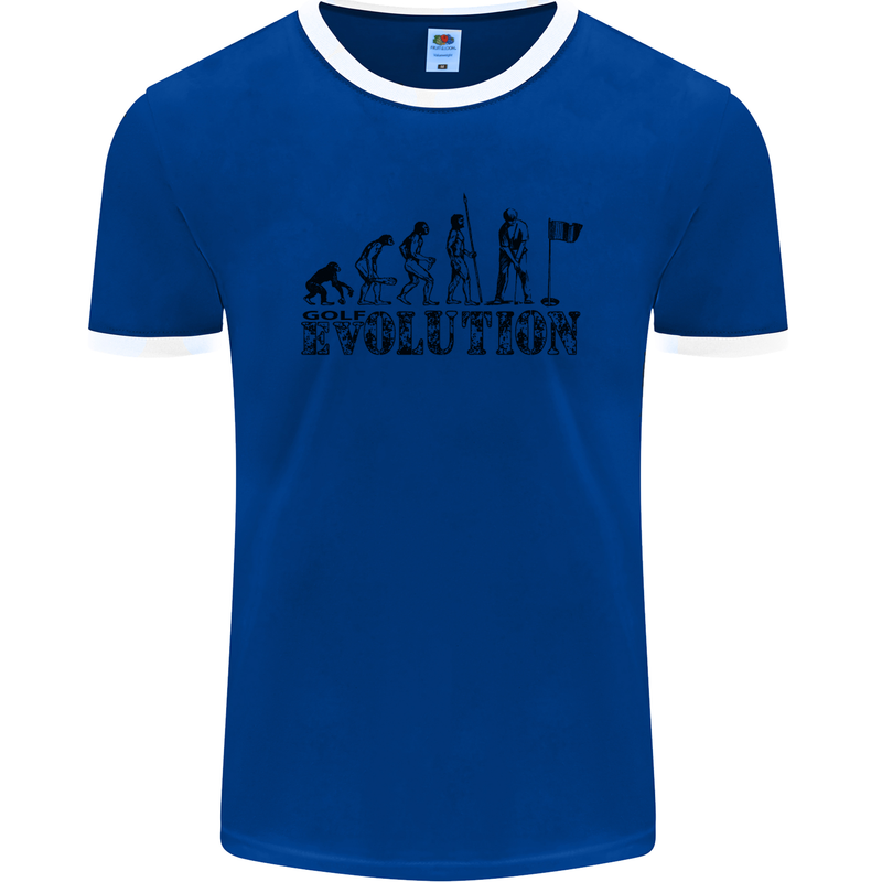 Evolution of a Golfer Funny Golf Golfing Mens Ringer T-Shirt FotL Royal Blue/White