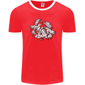 Vikings Valknut Symbol With Ravens Mens Ringer T-Shirt FotL Red/White