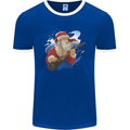 Guitar Santa Funny Christmas Rock n Roll Mens Ringer T-Shirt FotL Royal Blue/White