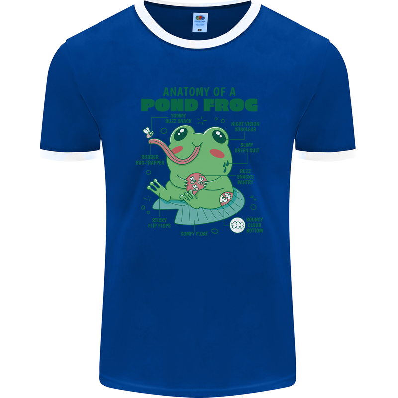 Anatomy of a Frog Funny Mens Ringer T-Shirt FotL Royal Blue/White