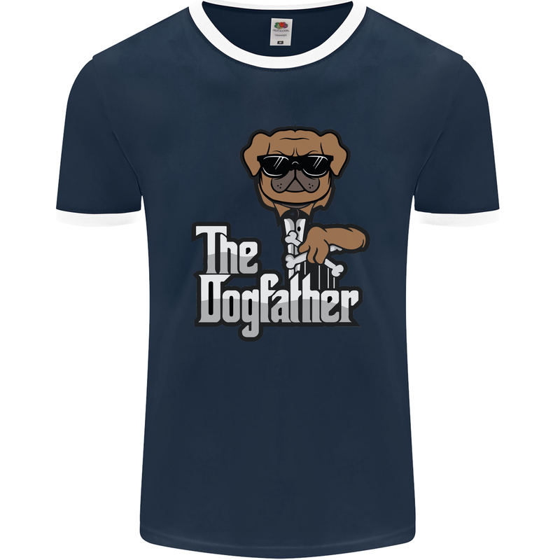 The Dog Father Funny Fathers Day Dad Daddy Mens Ringer T-Shirt FotL Navy Blue/White