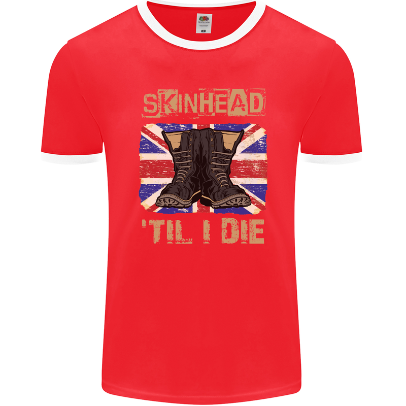 Skinhead Til I Die Punk Music Mens Ringer T-Shirt FotL Red/White