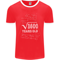 60th Birthday 60 Year Old Geek Funny Maths Mens Ringer T-Shirt FotL Red/White