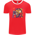 Viking Symbols Skull Mens Ringer T-Shirt FotL Red/White