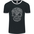 A Skull Made with Bicycles Cyclist Cycling Mens Ringer T-Shirt FotL Black/White