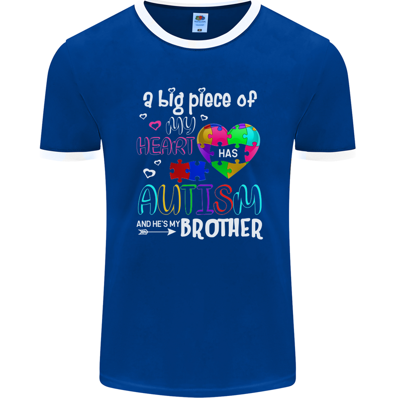 And He's My Brother Autistic Autism ASD Mens Ringer T-Shirt FotL Royal Blue/White