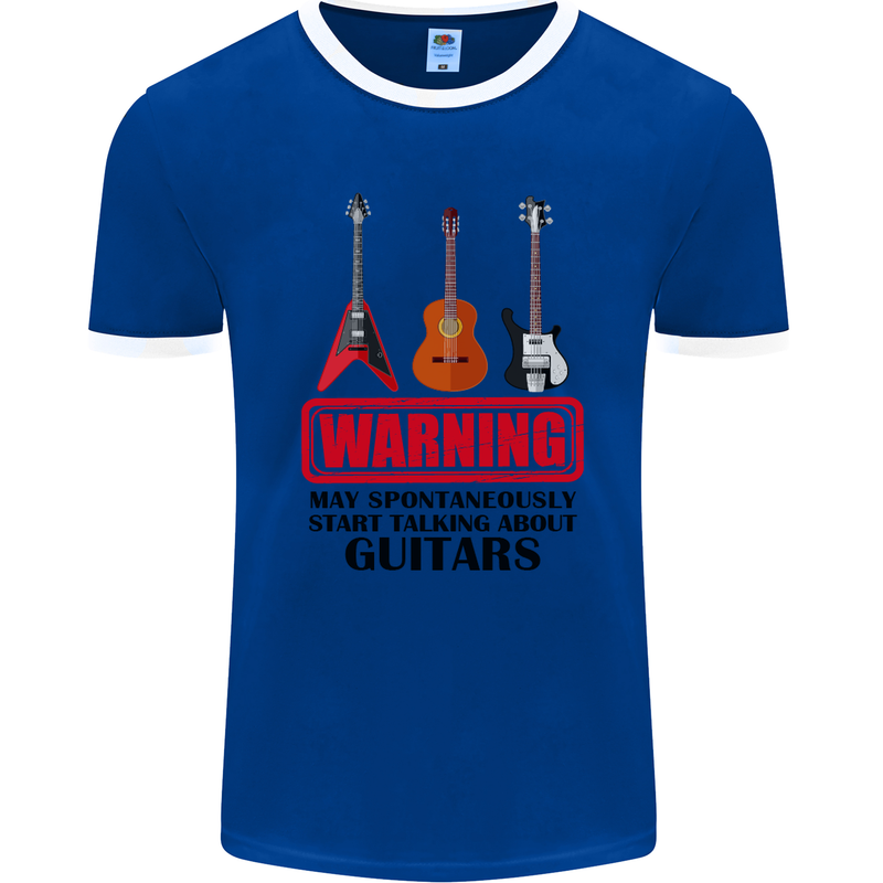 May Start Talking About Guitars Guitarist Mens Ringer T-Shirt FotL Royal Blue/White