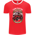 Farm Tractor Farming Farmer Mens Ringer T-Shirt FotL Red/White