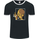 An Alien Smoking Weed Mens Ringer T-Shirt FotL Black/White