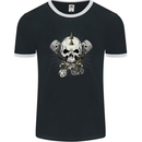 Piston Skull Motorcycle Motorbike Biker Mens Ringer T-Shirt FotL Black/White
