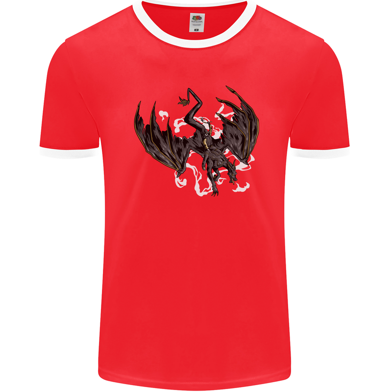 Moodolf Funny Rudolf Christmas Cow Mens Ringer T-Shirt FotL Red/White