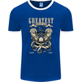 Trident Skull Scuba Diving Octopus Cthulhu Mens Ringer T-Shirt FotL Royal Blue/White