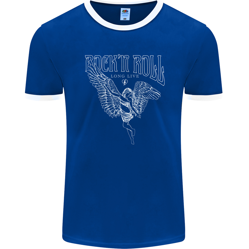 Rock n Roll Angel Mens Ringer T-Shirt FotL Royal Blue/White