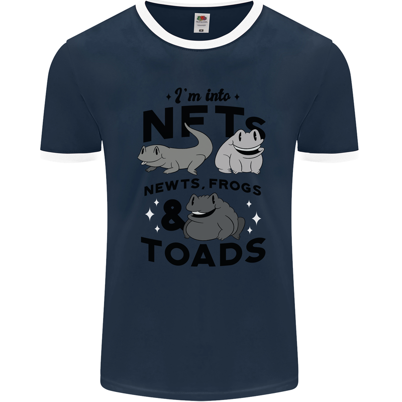 NFT Newts Frogs Toads Mens Ringer T-Shirt FotL Navy Blue/White