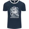 Catronomicon Devil Octopus Cat Mythology Mens Ringer T-Shirt FotL Navy Blue/White