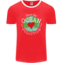 Environment Save the Ocean Stop Pollution Mens Ringer T-Shirt FotL Red/White