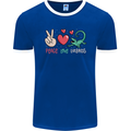 Peace Love Lizards Funny Gekko Iguana Mens Ringer T-Shirt FotL Royal Blue/White