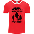 Dad With Three Daughters Funny Fathers Day Mens Ringer T-Shirt FotL Red/White