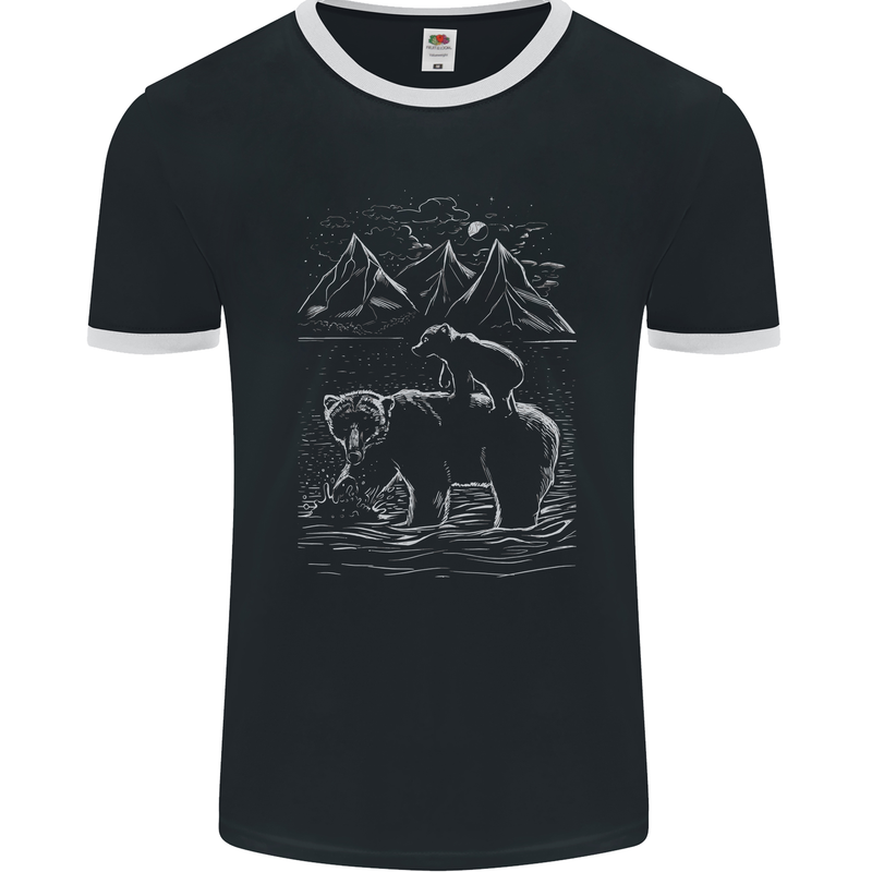 A Bear and It's Cub Mens Ringer T-Shirt FotL Black/White