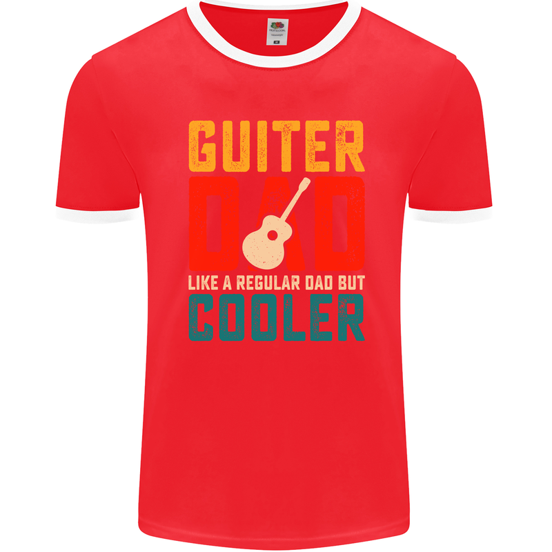 Guitar Dad Like a Normal Dad Fathers Day Mens Ringer T-Shirt FotL Red/White