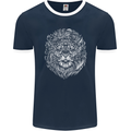 Funny Hipster Lion Mens Ringer T-Shirt FotL Navy Blue/White