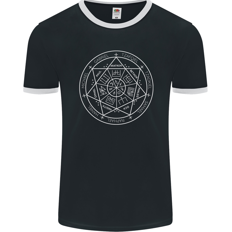 Seal of the Seven Archangels Mens Ringer T-Shirt FotL Black/White