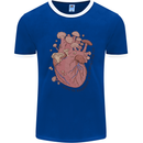 Mushroom Heart Foraging Mycology Mens Ringer T-Shirt FotL Royal Blue/White