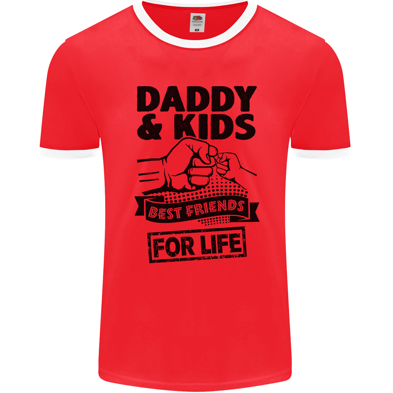 Daddy & Kids Best Friends Father's Day Mens Ringer T-Shirt FotL Red/White