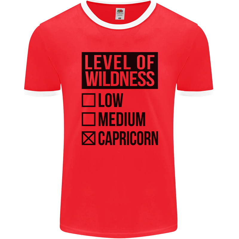 Levels of Wildness Capricorn Mens Ringer T-Shirt FotL Red/White