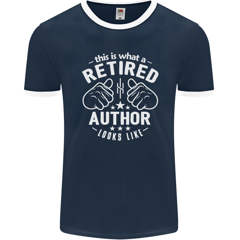 This Is What a Retired Author Looks Like Mens Ringer T-Shirt FotL Navy Blue/White
