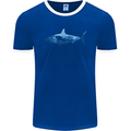 Great White Shark Scuba Diver Diving Mens Ringer T-Shirt FotL Royal Blue/White