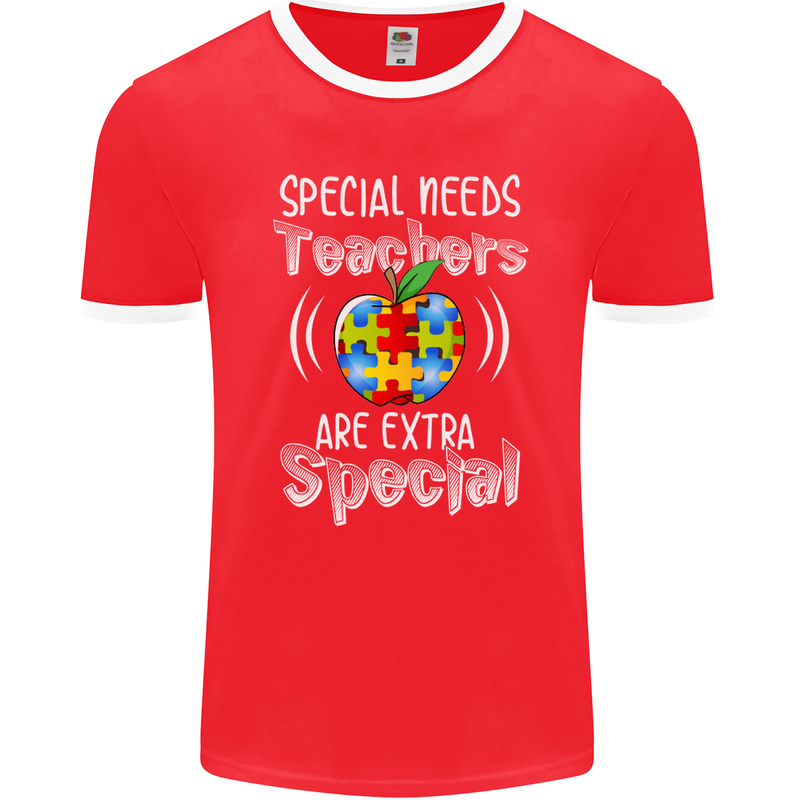 Special Needs Teachers Autism Autistic ASD Mens Ringer T-Shirt FotL Red/White