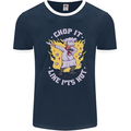 Chop It Like Its Hot Funny Chef Cook BBQ Mens Ringer T-Shirt FotL Navy Blue/White