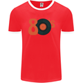 80s Music Vinyl Record Decks Turntable Mens Ringer T-Shirt FotL Red/White