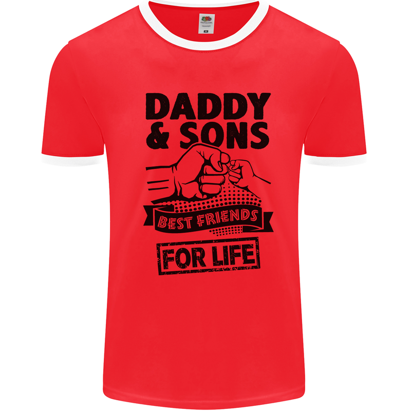 Daddy & Sons Best Friends Father's Day Mens White Ringer T-Shirt Red/White