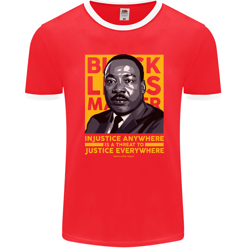 MLK Martin Luther King Black Lives Matter Mens Ringer T-Shirt FotL Red/White