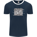 Bicycle Anatomy Funny Cyclist Cycling Funny Mens Ringer T-Shirt FotL Navy Blue/White