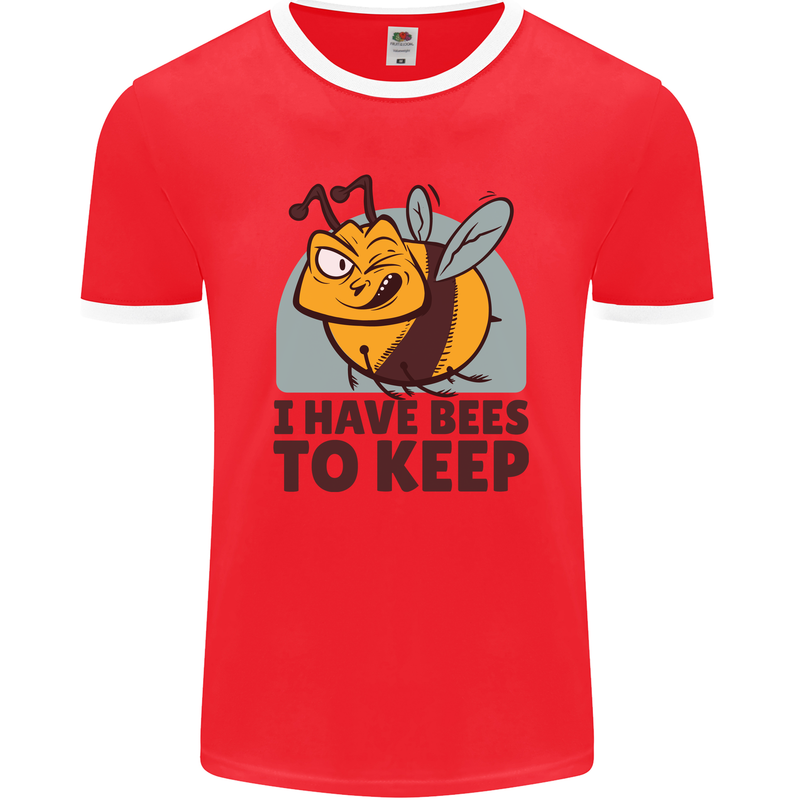 Beekeeper I Have Bees to Keep Mens Ringer T-Shirt FotL Red/White