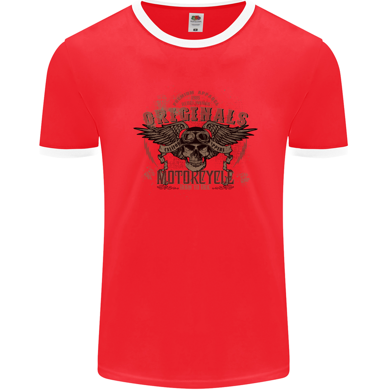 Rebel Wings Motorcycle Originals Mens Ringer T-Shirt FotL Red/White